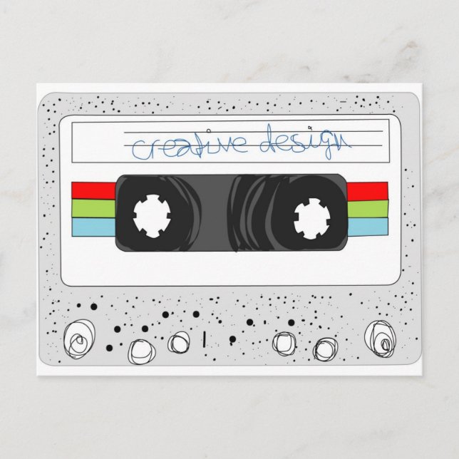 Carte Postale Bande à cassette rétro style années 80 (Devant)