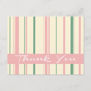 Carte Postale Bande blanche Merci vert et rose