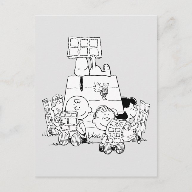 Carte Postale Bande de Peanuts lisant des bandes dessinées (Devant)