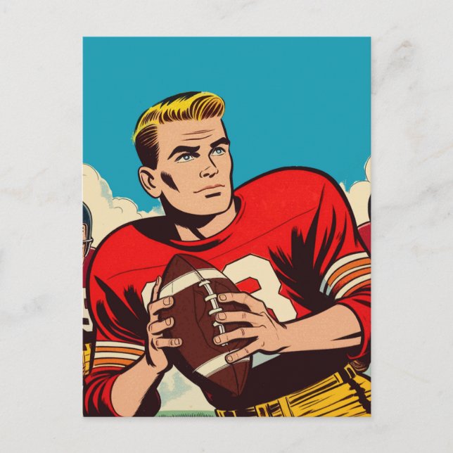 Carte Postale Bande dessinée de football rétro (Devant)