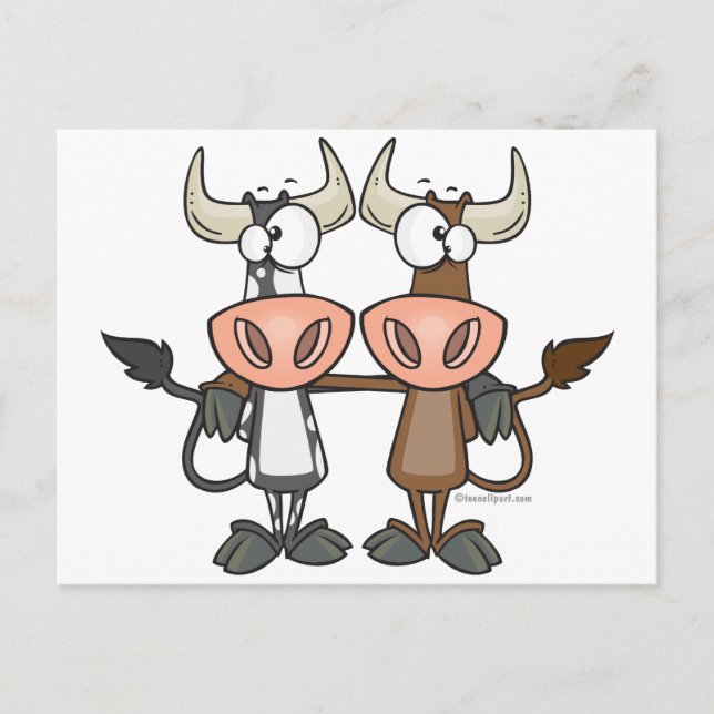 Carte Postale bande dessinée de l'amitié des copains de vache mi (Devant)