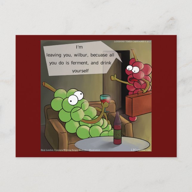 Carte Postale Bande dessinée drôle de rupture de raisin, nourrit (Devant)