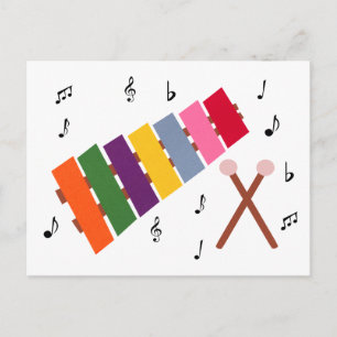 Carte Postale Bande dessinée multicolore d'instrument de musique