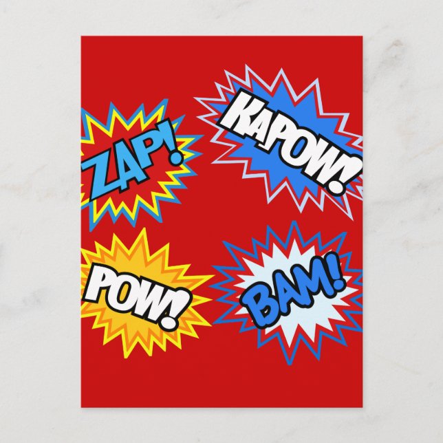 Carte Postale Bande dessinée Pow ! Flammes (Devant)