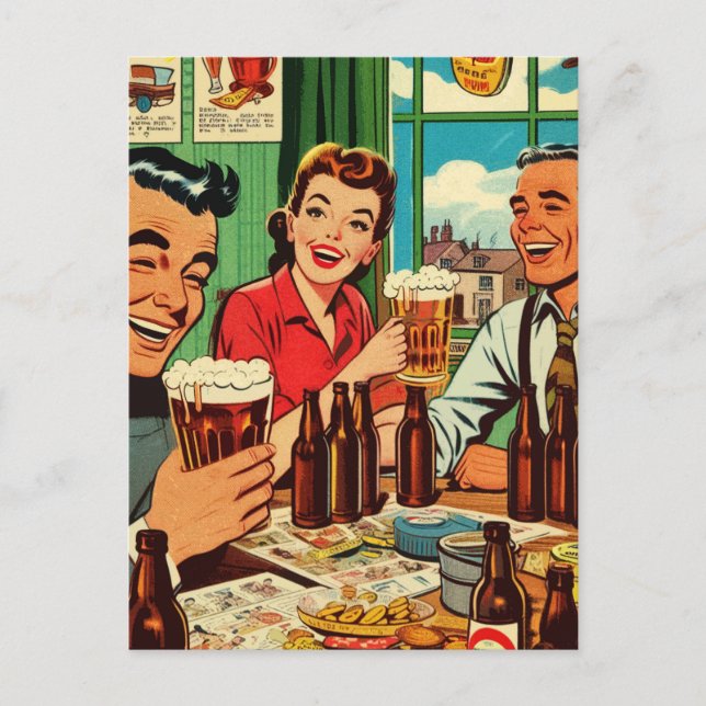 Carte Postale Bande dessinée Retro Bar (Devant)