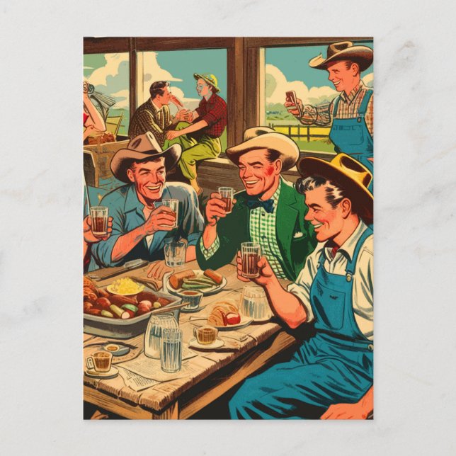 Carte Postale Bande dessinée Retro Cowboys (Devant)