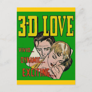 Carte Postale Bande dessinée vintage - 3D LOVE