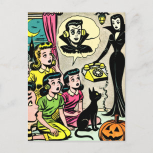 Carte Postale Bande dessinée vintage pour enfants d'Halloween