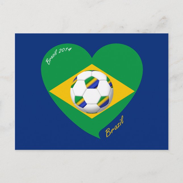 Carte Postale Bandera de BRAZIL FÚTBOL equipo nacional 2014 (Devant)
