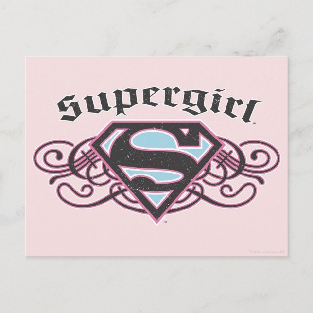 Carte Postale Bandes à épingles supergirl noir et rose (Devant)