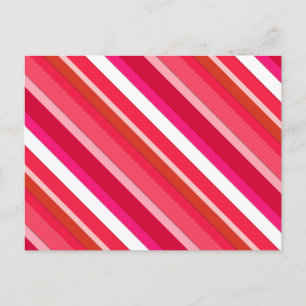 Carte Postale Bandes de bonbons en couches - rouge, rose et blan
