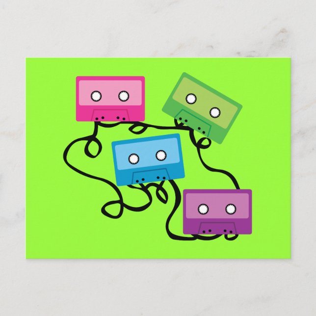 Carte Postale Bandes de cassettes colorées (Devant)