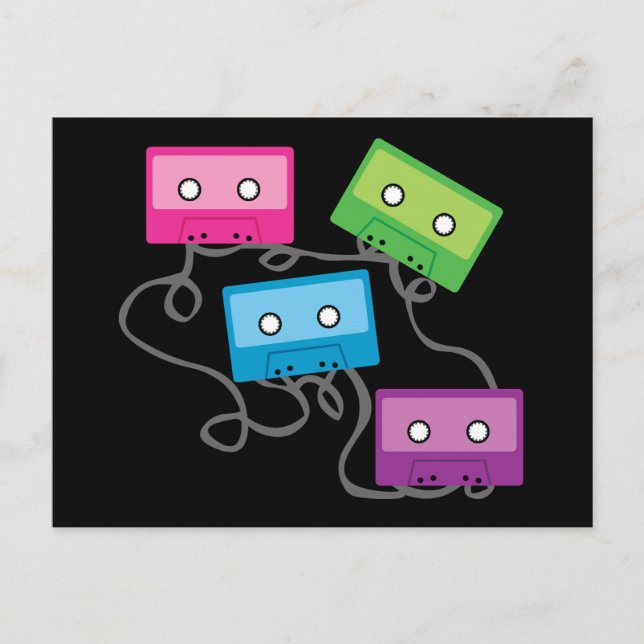Carte Postale Bandes de cassettes colorées (Devant)