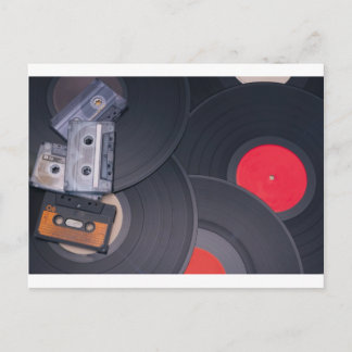 Carte Postale Bandes de cassettes rétro des années 80 et disques