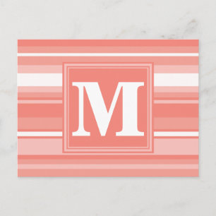 Carte Postale Bandes de corail monogramme