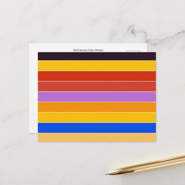 Carte Postale Bandes de couleurs du milieu du siècle (Devant/Arrière en situation)