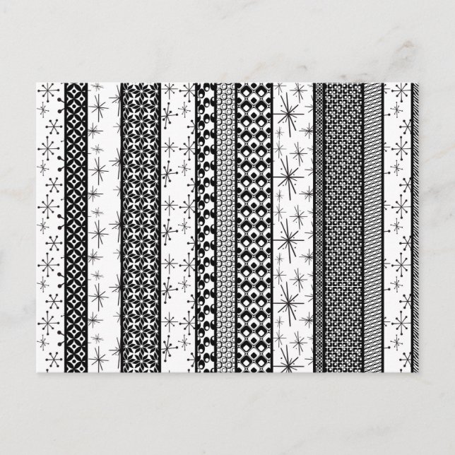 Carte Postale Bandes de Motifs rétro noir et blanc 1 (Devant)