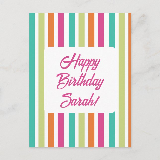 Carte Postale Bandes de néon arc-en-ciel fun rétro  (Devant)