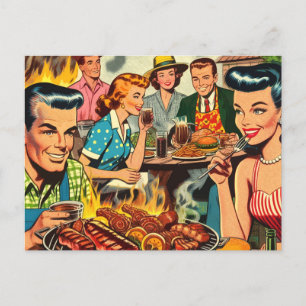 Carte Postale Bandes dessinées vintages pour barbecue