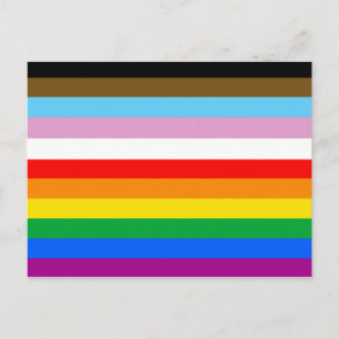 Carte Postale Bandes du drapeau de progrès LGBTQ+