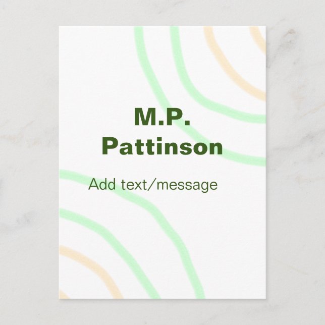 Carte Postale Bandes orange vertes ajouter le nom message texte  (Devant)