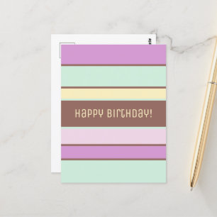 Carte Postale Bandes pastel légères élégantes Joyeux Anniversair