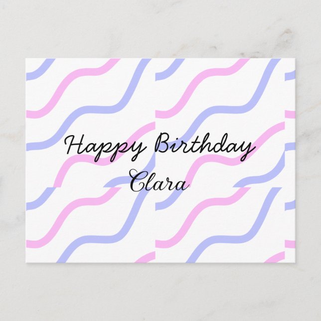 Carte Postale Bandes roses violettes joyeux anniversaire ajouter (Devant)