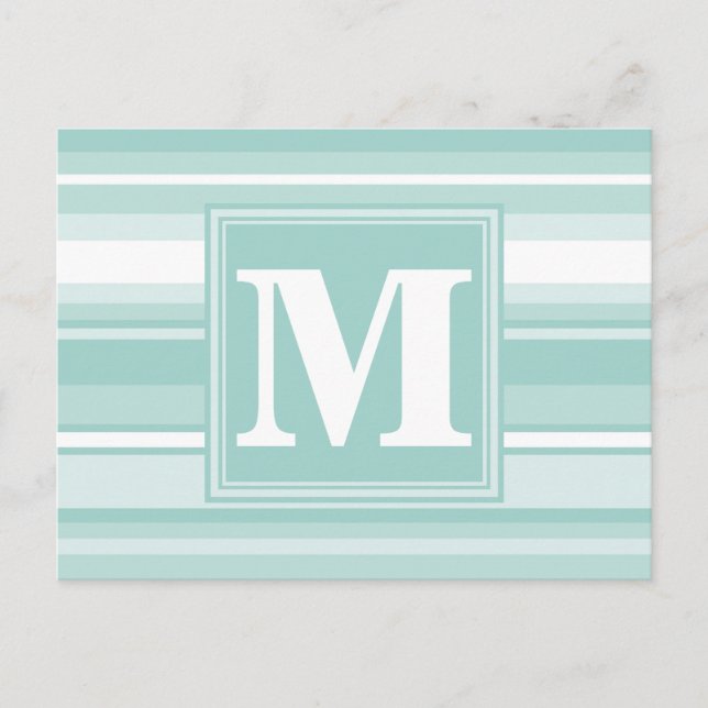 Carte Postale Bandes vertes de menthe monogramme (Devant)