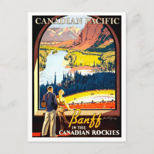 Carte Postale Banff dans les rochers canadiens, voyage vintage