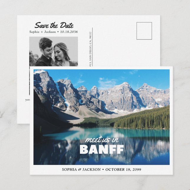 Carte Postale Banff Mariage Save the Date Rétro (Devant / Derrière)
