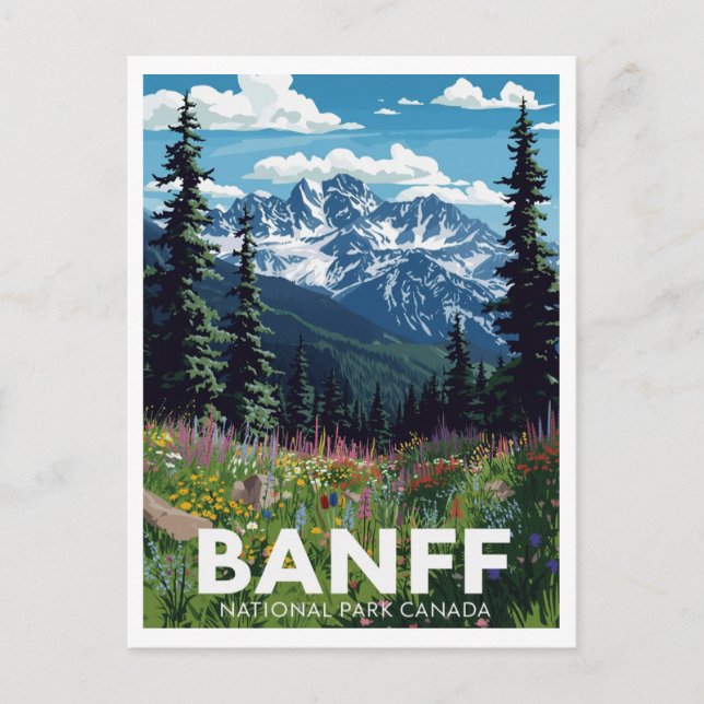 Carte Postale Banff National Park Wildflower Mountains (Devant)
