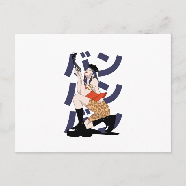 Carte Postale Bang Anime Girl - Gun Anime Girl Fans (Devant)
