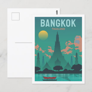 Carte Postale Bangkok Thaïlande célèbre lieu de voyage Illustrat