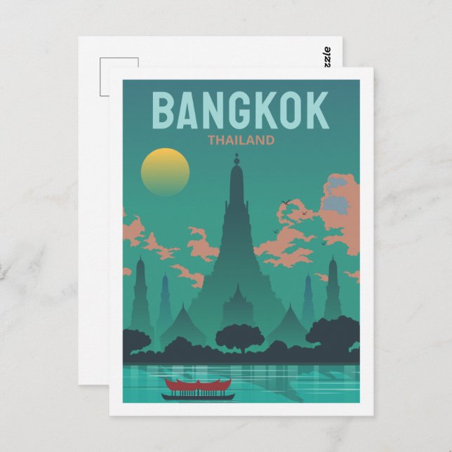 Carte Postale Bangkok Thaïlande célèbre lieu de voyage Illustrat (Devant / Derrière)