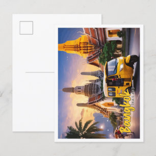 Carte Postale Bangkok Thaïlande Illustration de voyage Pop Art