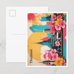 Carte Postale Bangkok Thaïlande Illustration de voyage Pop Art