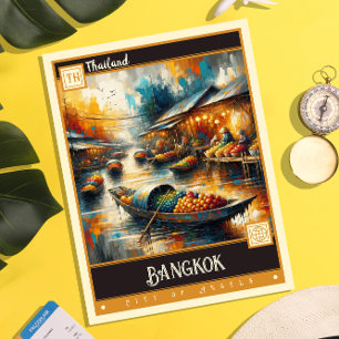 Carte Postale Bangkok, Thaïlande   Peinture Vintage