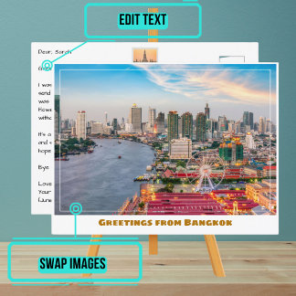 Carte Postale Bangkok Thaïlande Rivière et Skyline Moderne