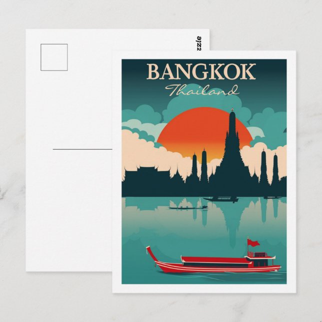 Carte Postale Bangkok Thaïlande Vintage célèbre Travel Place (Devant / Derrière)