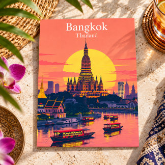 Carte Postale Bangkok, Thaïlande Voyage Vintage Vibrant
