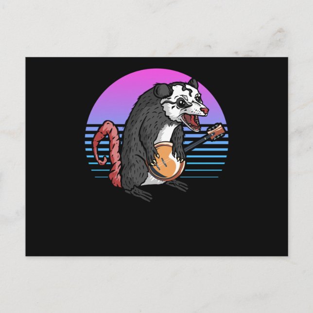 Carte Postale Banjo Opossum Folk Country Music Lover (Devant)