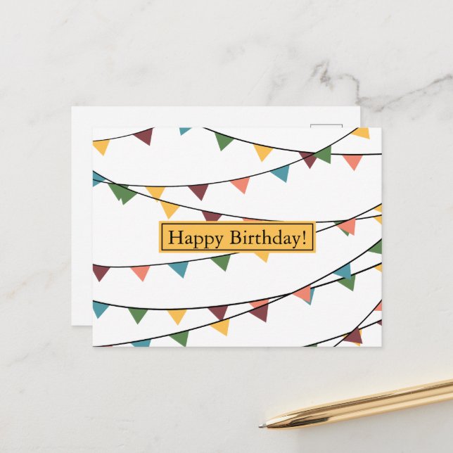 Carte Postale Bannière d'anniversaire Joyeux Anniversaire (Devant/Arrière en situation)