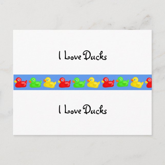 Carte Postale Bannière De Canards, J'Aime Les Canards, J'Aime Le (Devant)