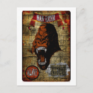 Carte Postale Bannière de Sideshow avec l'homme mangeant Gorilla