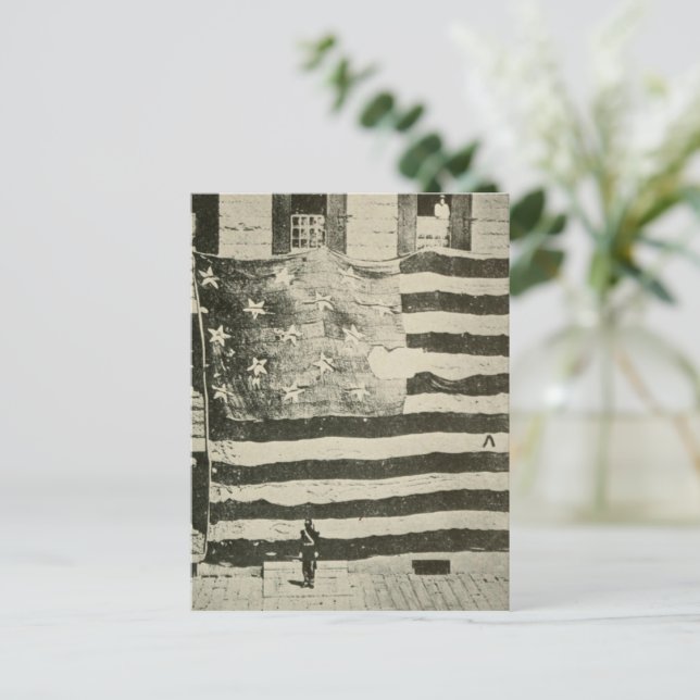 Carte Postale Bannière étoilée : Drapeau américain en exposition (Debout devant)