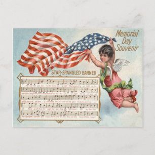 Carte Postale Bannière étoilée du drapeau américain Angel Cherub