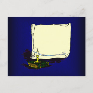 Carte Postale Bannière vintage et livre avec le modèle de bougie