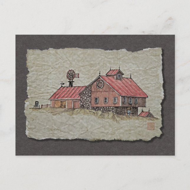 Carte Postale Banque et moulin à vent (Devant)