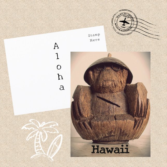 Carte Postale Banque Singe Coco Hawaïen Rétro Kitsch (Créateur téléchargé)
