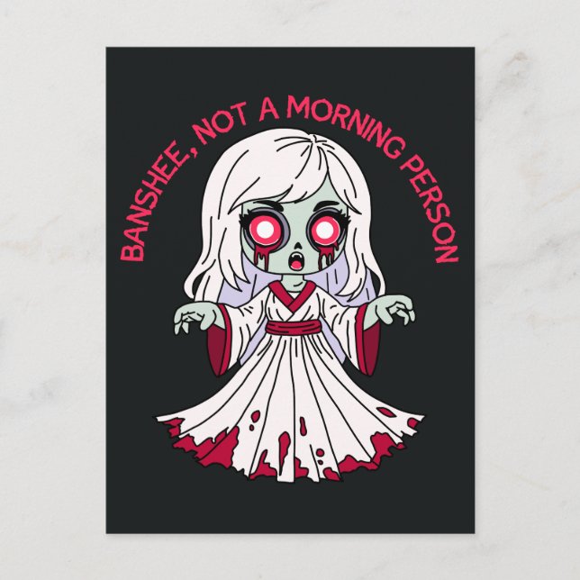 Carte Postale Banshee zombie, pas du matin (Devant)